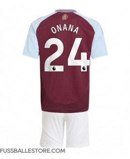 Günstige Aston Villa Amadou Onana #24 Heimtrikotsatz Kinder 2024-25 Kurzarm (+ Kurze Hosen)